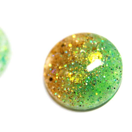 Halfsies Green & Gold / Glitter Resin Blythe Eye Chips