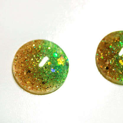 Halfsies Green & Gold / Glitter Resin Blythe Eye Chips