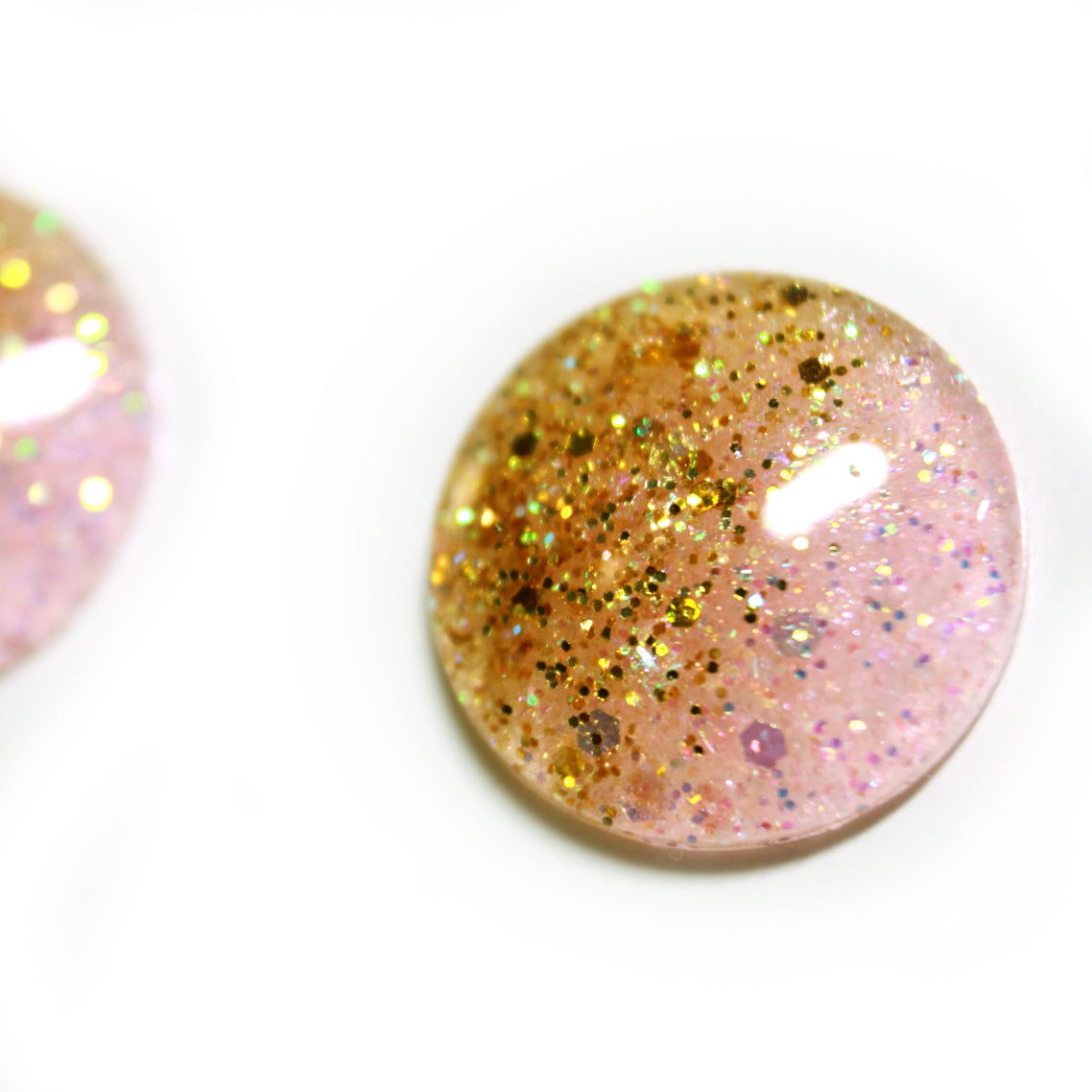 Halfsies Pink & Gold / Glitter Resin Blythe Eye Chips