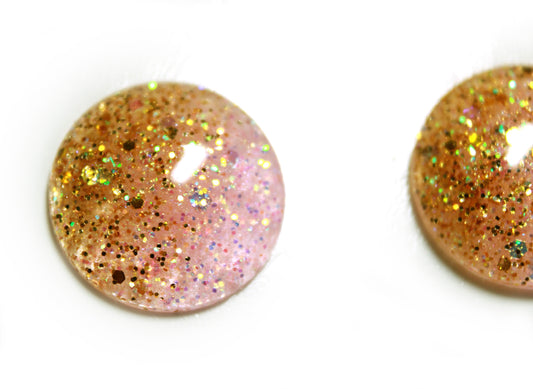 Halfsies Pink & Gold / Glitter Resin Blythe Eye Chips