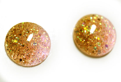 Halfsies Pink & Gold / Glitter Resin Blythe Eye Chips