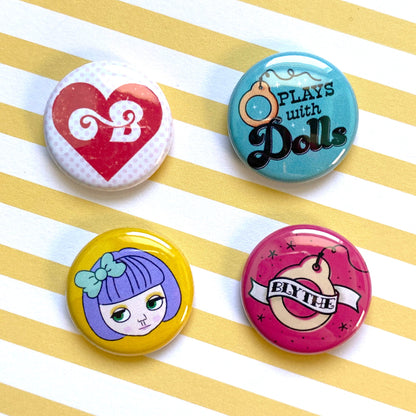 I Love Blythe 1" Pins 4 Pack