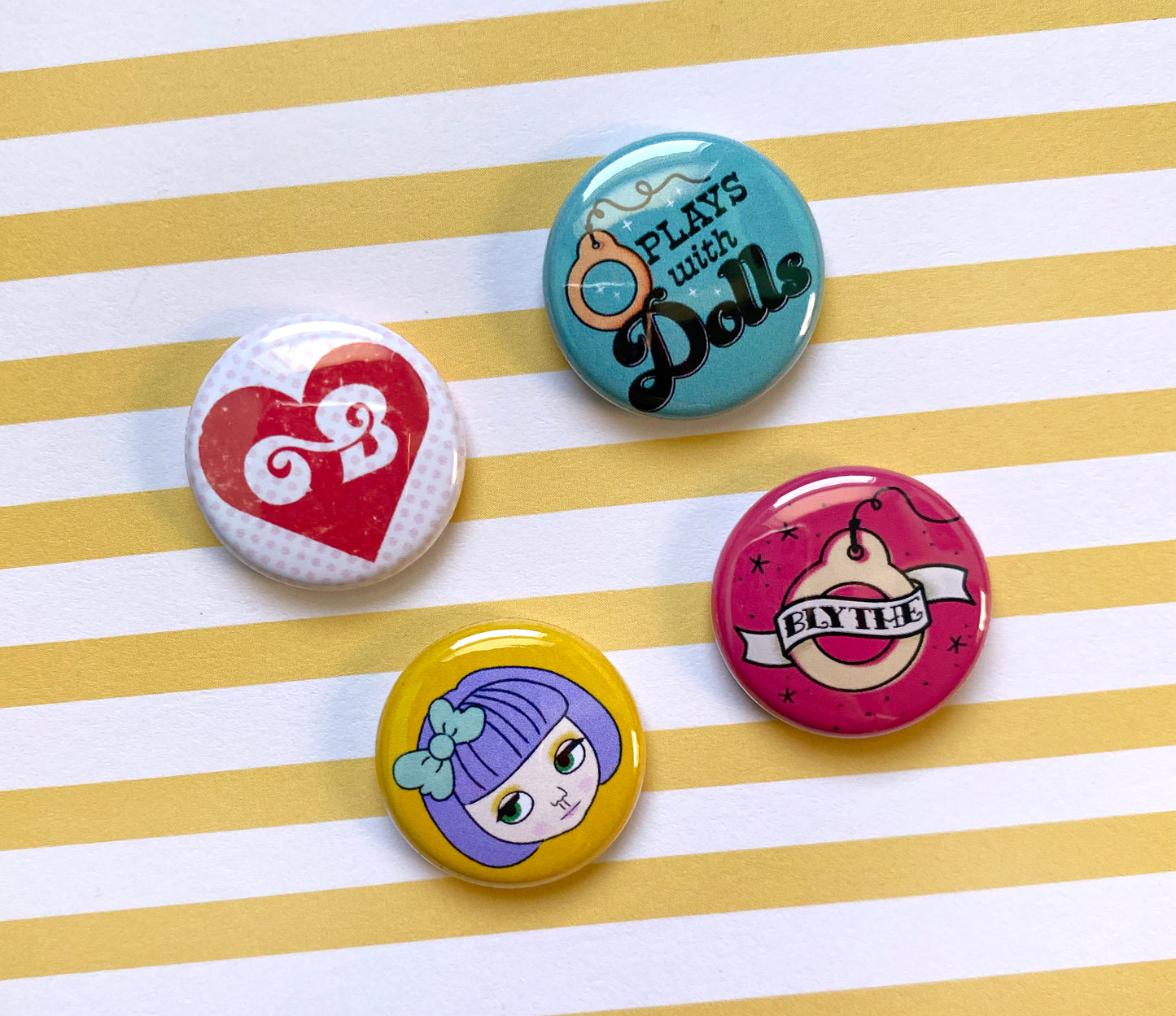 I Love Blythe 1" Pins 4 Pack