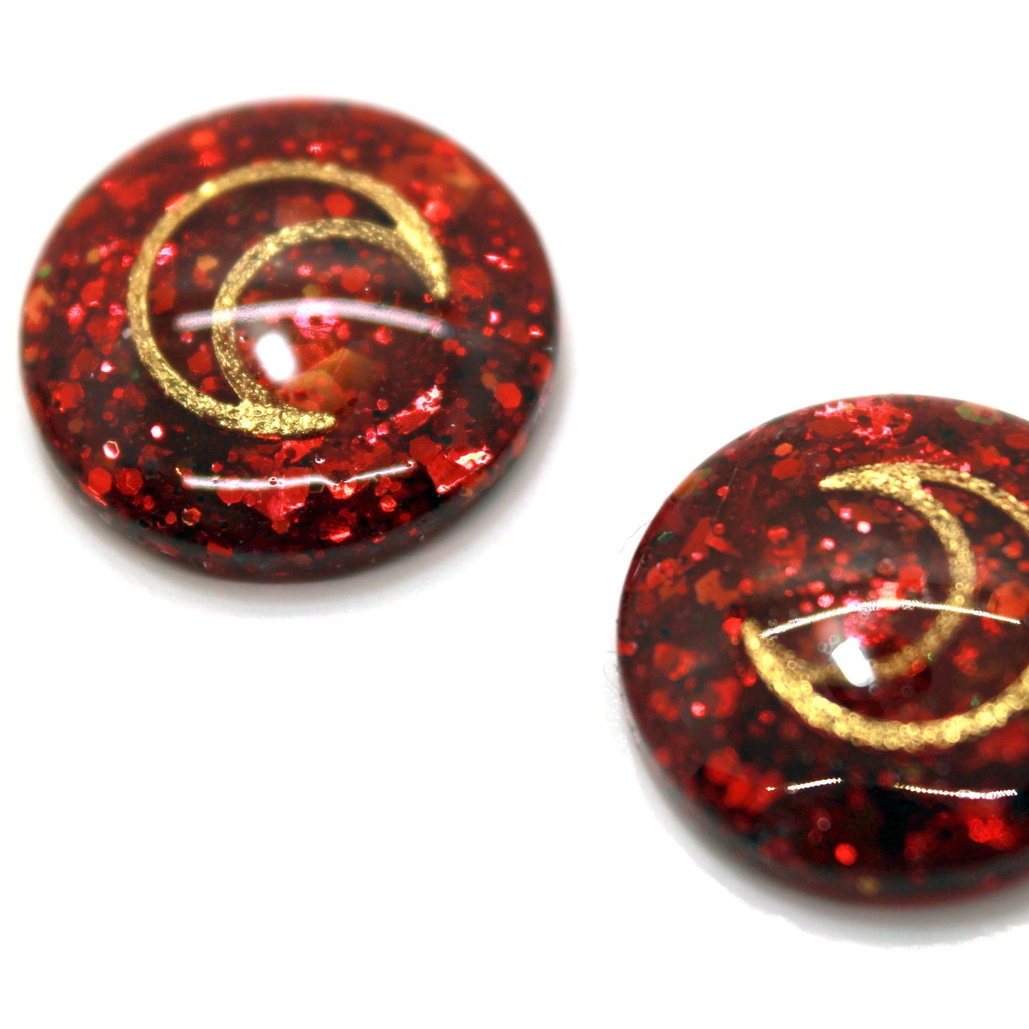 Blood Moon / Deep Red Glitter Resin Blythe Eye Chips