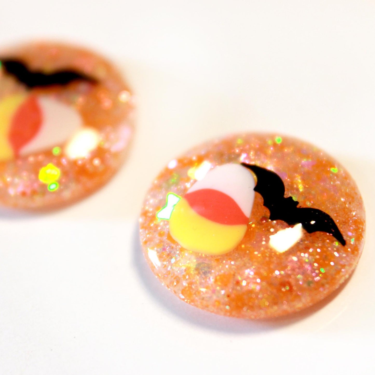 Batty For Candy Corn / Halloween Glitter Resin Blythe Eye Chips