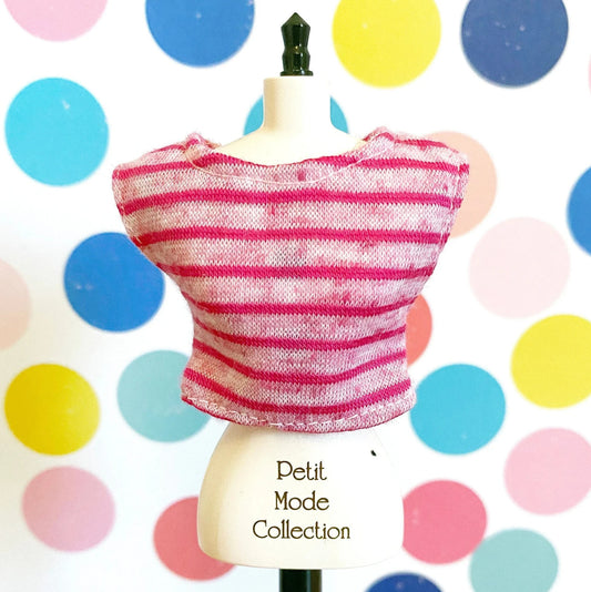 SAMPLE SALE Boxy Crop Tee for Blythe | Hot Pink Stripe