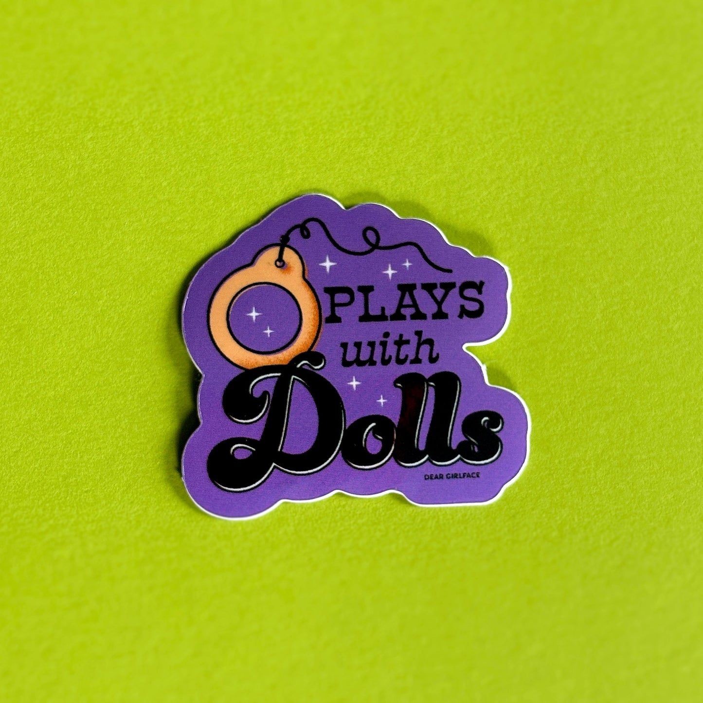 Plays With Dolls Purple Vinyl Sticker Mini Size