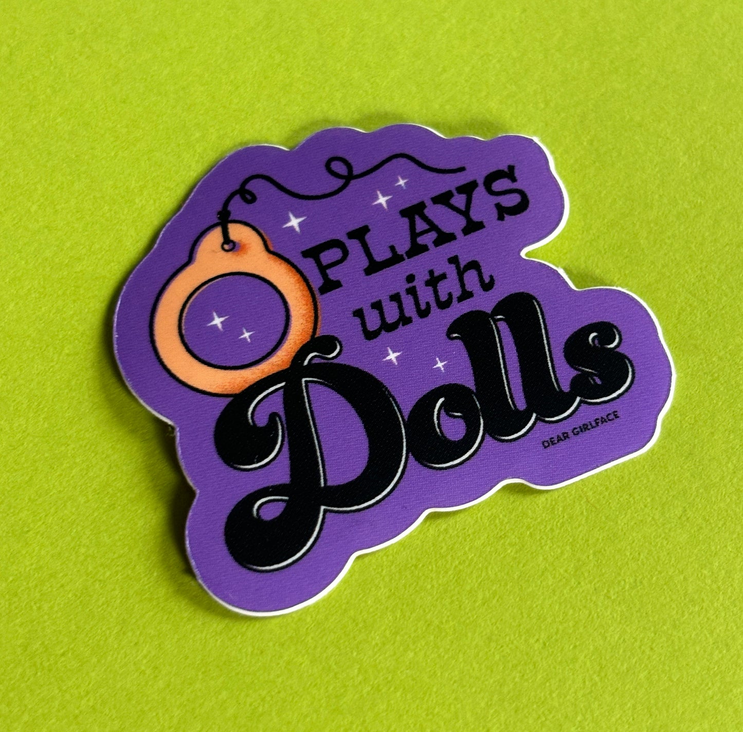 Plays With Dolls Purple Vinyl Sticker Mini Size