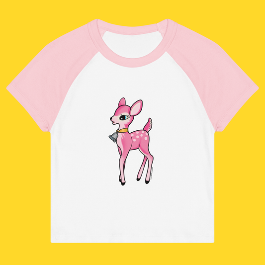 Pink Kitsch Deer Raglan Baby Tee