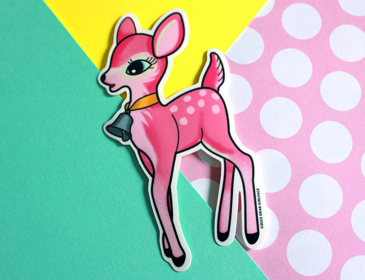 Pink Kitsch Deer Vinyl Sticker