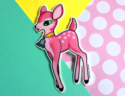 Pink Kitsch Deer Vinyl Sticker