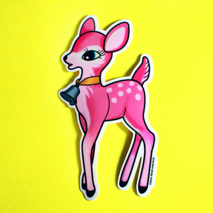 Pink Kitsch Deer Vinyl Sticker