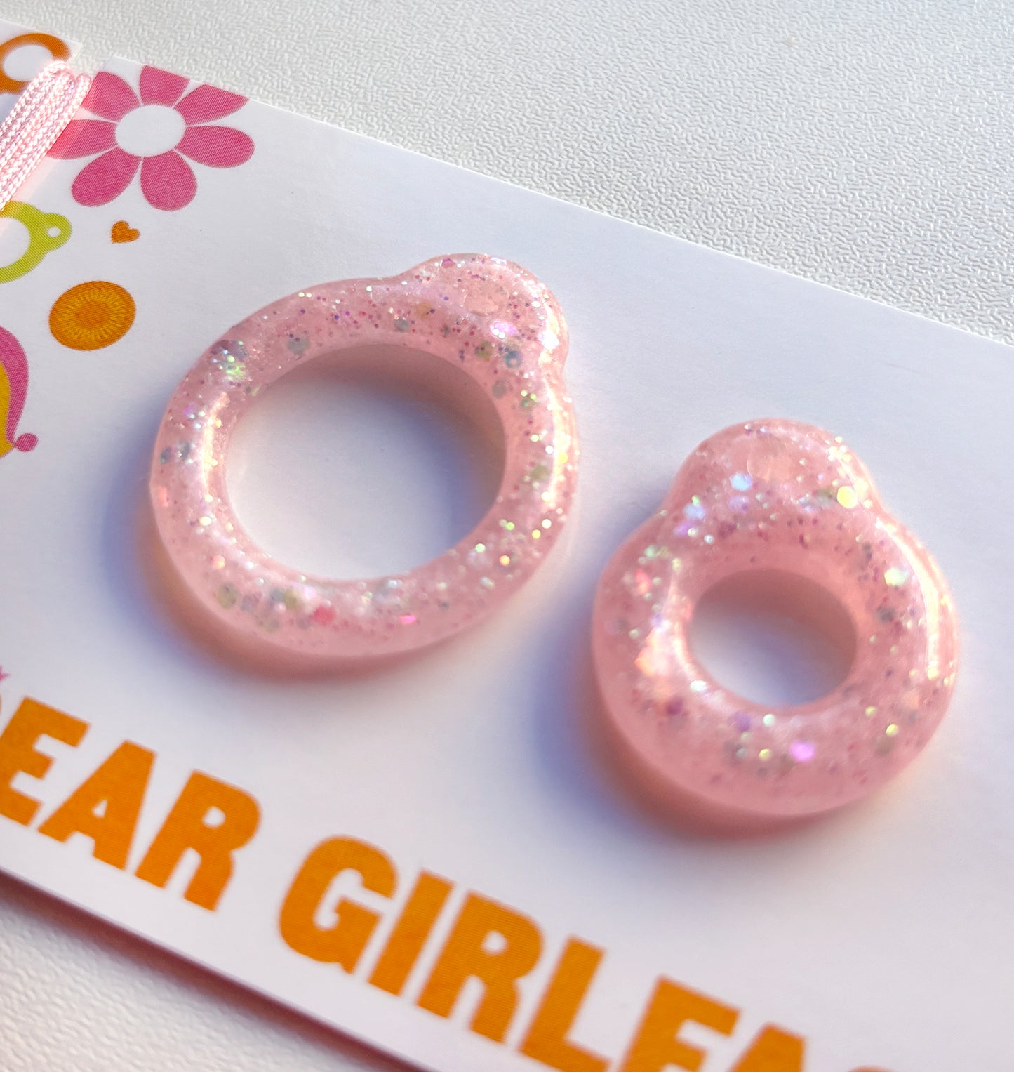 Make Mine Pink / Resin Glitter Pull Ring Set