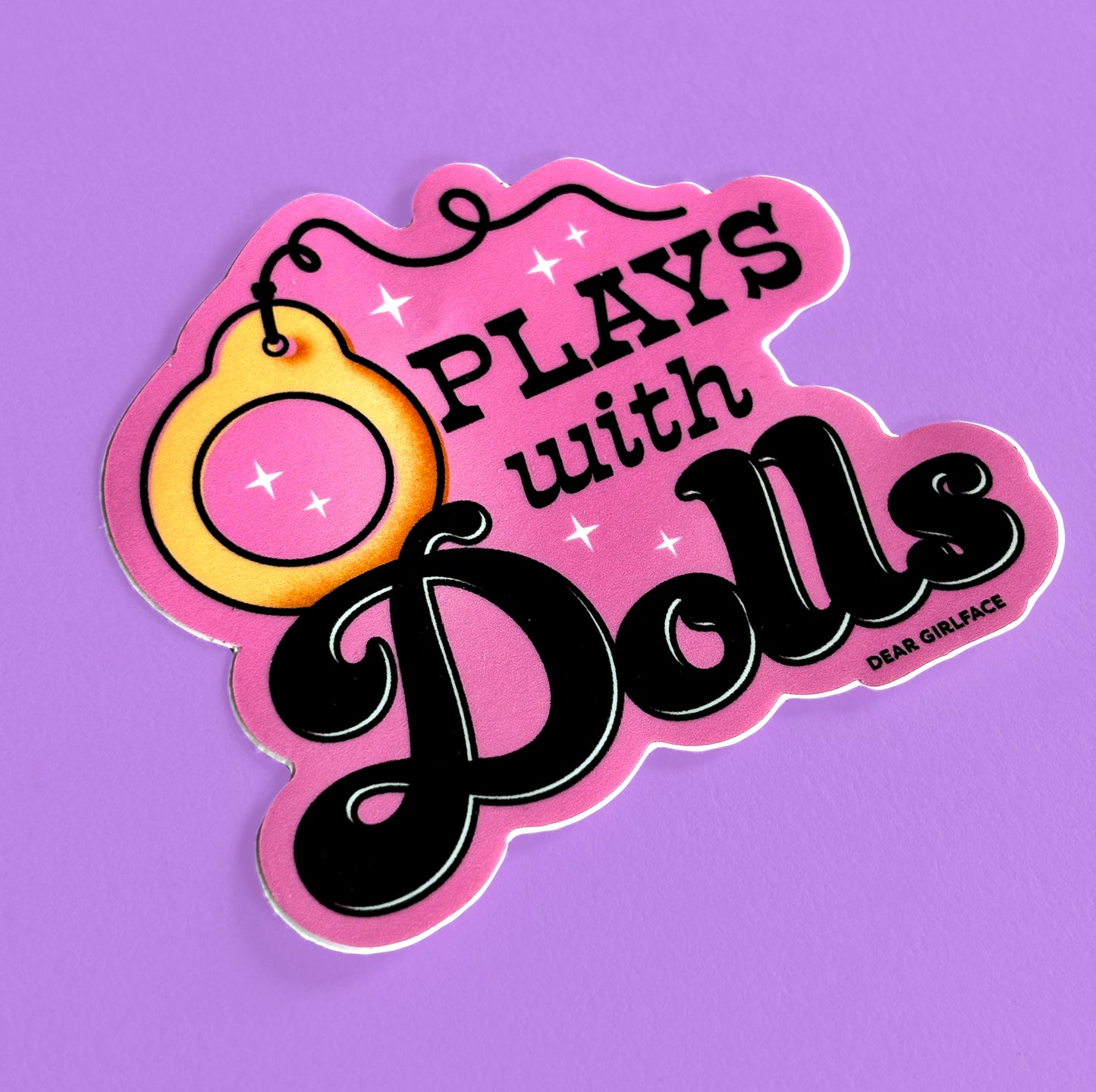 Plays With Dolls Pink Vinyl Sticker Large