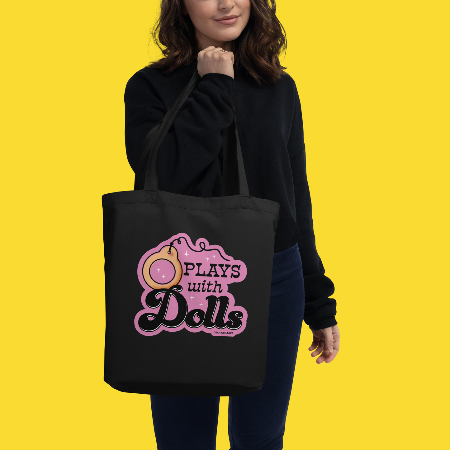 Plays With Dolls Eco Tote Bag Black