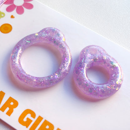 Amethyst Crystal / Resin Glitter Pull Ring Set