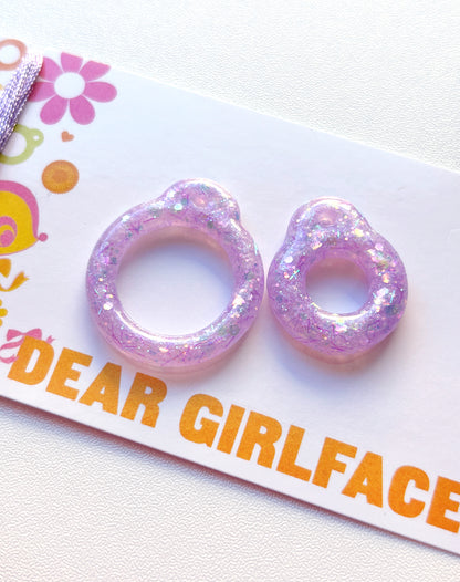 Amethyst Crystal / Resin Glitter Pull Ring Set