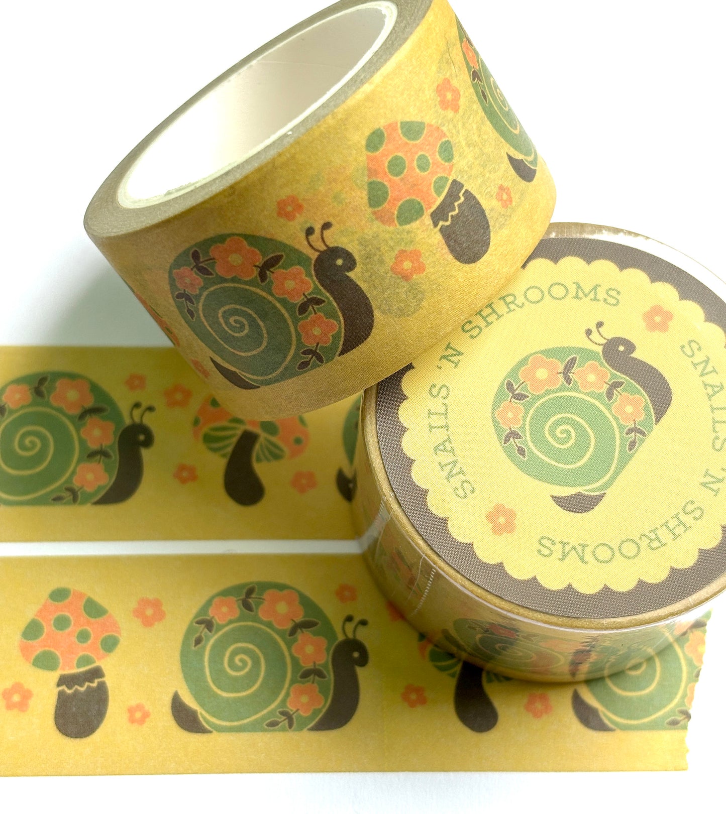 Snails 'N Shrooms Wide Washi Tape