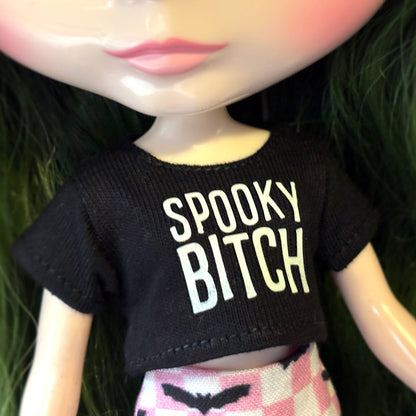 Spooky Bitch Glow Crop Tee for Blythe