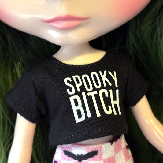 Spooky Bitch Glow Crop Tee for Blythe