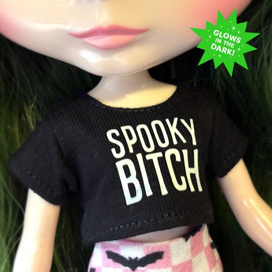 Spooky Bitch Glow Crop Tee for Blythe