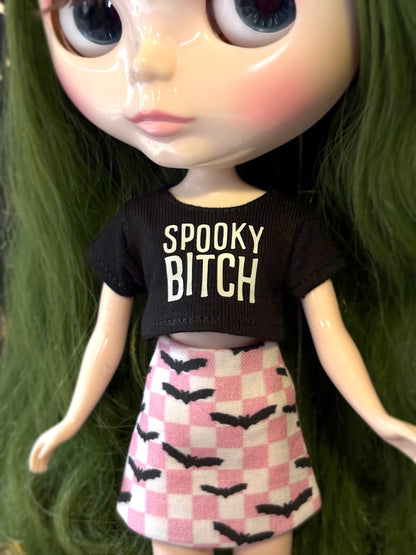 Spooky Bitch Glow Crop Tee for Blythe