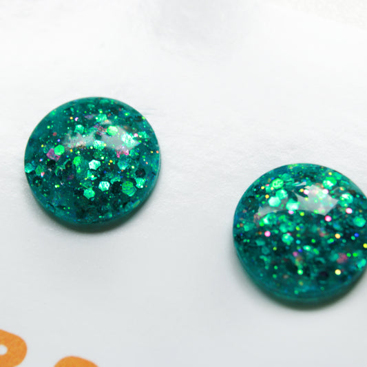On Butterfly Wings / Teal Glitter Resin Blythe Eye Chips