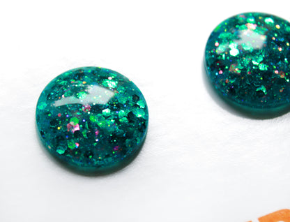 On Butterfly Wings / Teal Glitter Resin Blythe Eye Chips