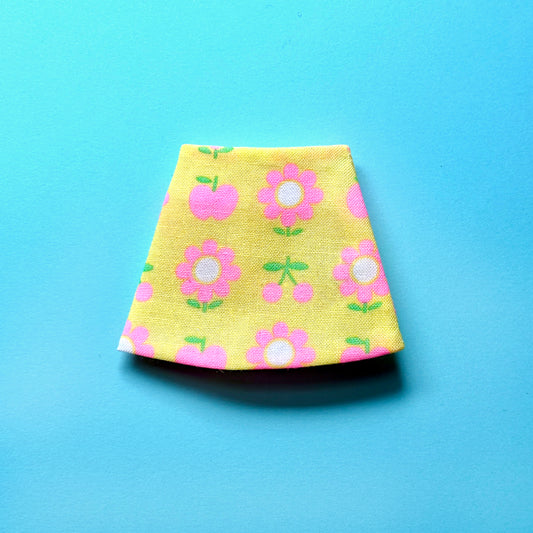Yellow Flowers n' Fruit Mod Mini Skirt